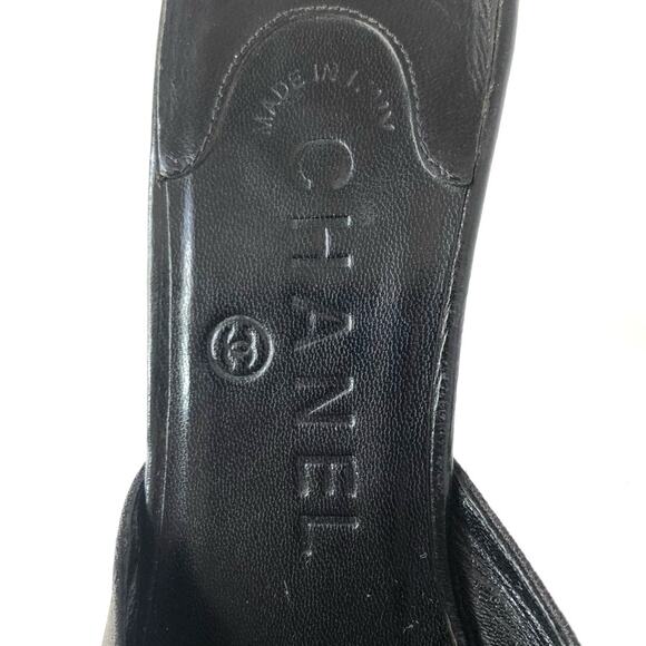Vintage Chanel CC Logo Print Pointed Toe Mules Pumps 36.5 - Picture 8 of 8
